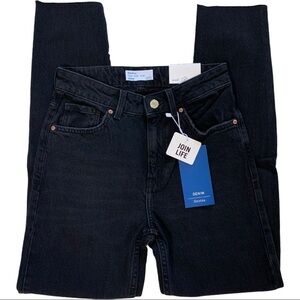 Bershka Black Emma Raw Hems Distressed Jeans